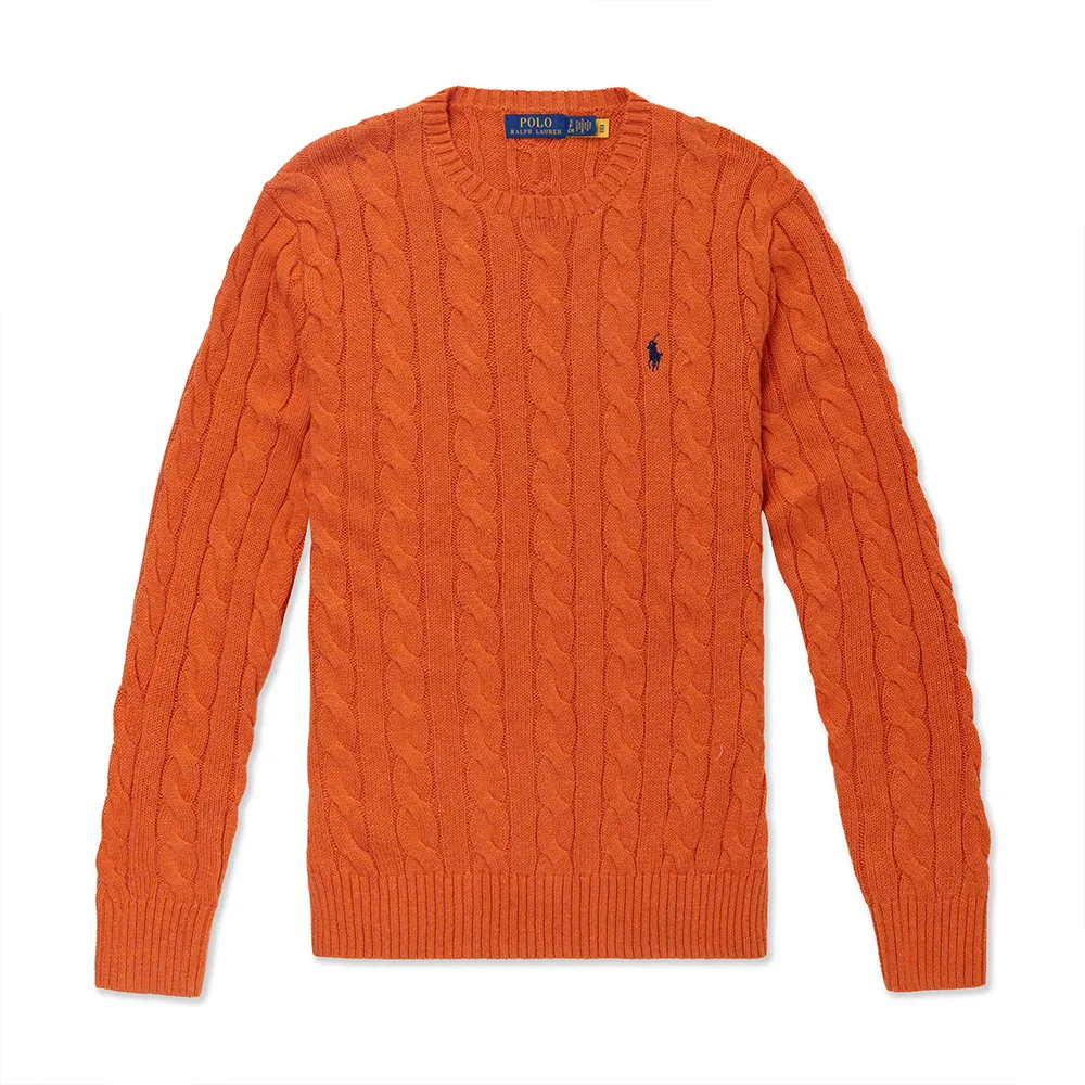 Polo Ralph Lauren RL 熱銷圓領刺繡小馬純棉麻花針織毛衣-燕麥色 歷史價格詳細信息