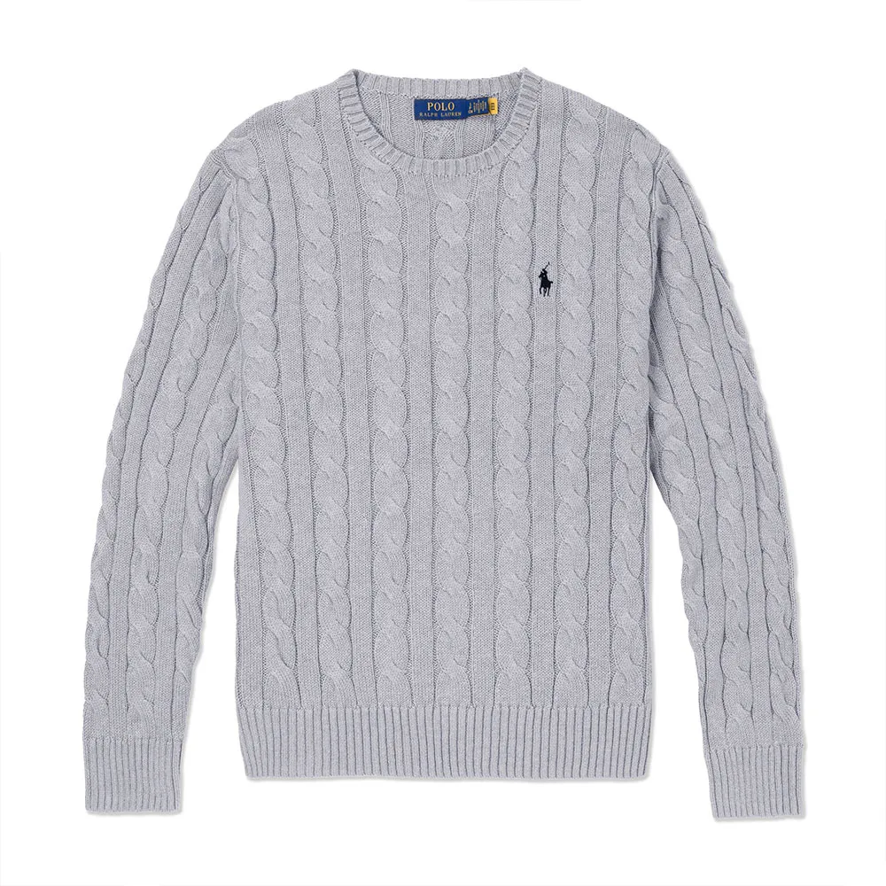 Polo Ralph Lauren RL 熱銷圓領刺繡小馬純棉麻花針織毛衣-燕麥色 歷史價格詳細信息