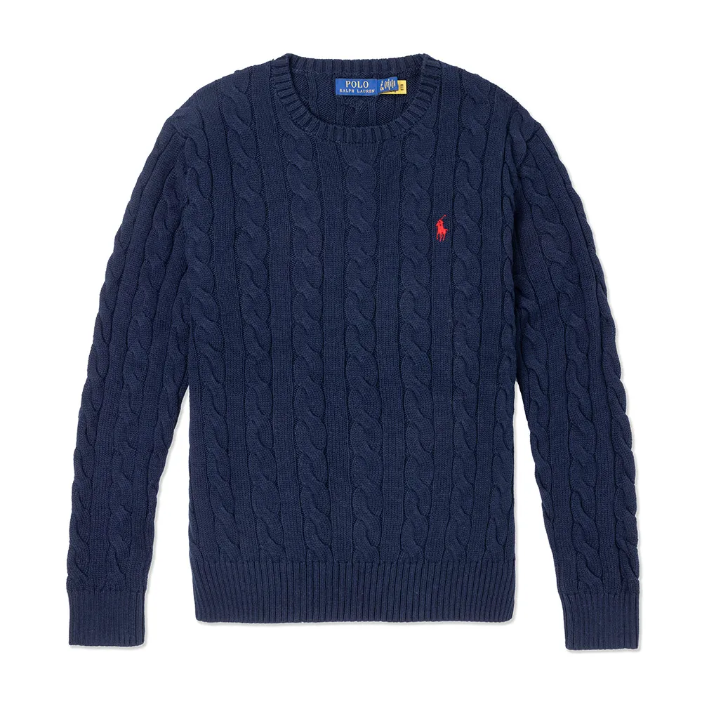 Polo Ralph Lauren RL 熱銷圓領刺繡小馬純棉麻花針織毛衣-燕麥色 歷史價格詳細信息