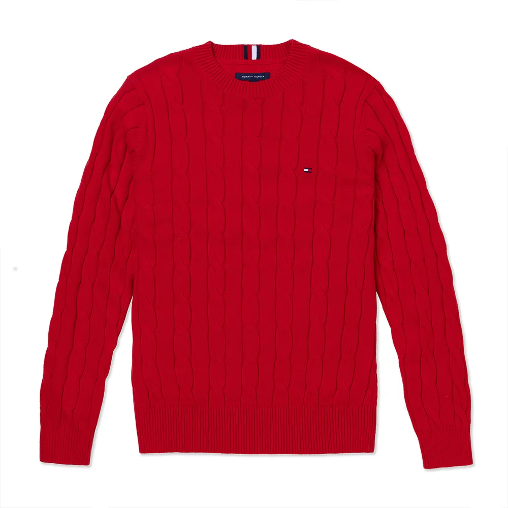 TOMMY 熱銷圓領刺繡小LOGO麻花針織毛衣-深藍色 歷史價格詳細信息