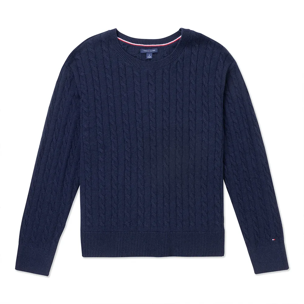 TOMMY 熱銷圓領刺繡小LOGO麻花針織毛衣-深藍色 歷史價格詳細信息
