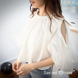 【秘密衣櫥】設計感斜領露肩長袖針織衫 歷史價格詳細信息