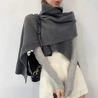 【秘密衣櫥】設計感斜領露肩長袖針織衫 歷史價格詳細信息