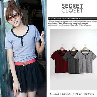 細橫紋垂墜小V領短袖上衣 兩色 歷史價格詳細信息