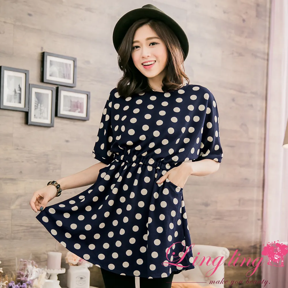 【lingling】條紋點點領口蝶結襯衫短袖上衣PA3719-共三色可選(女裝/上衣/襯衫/女上衣) 歷史價格詳細信息