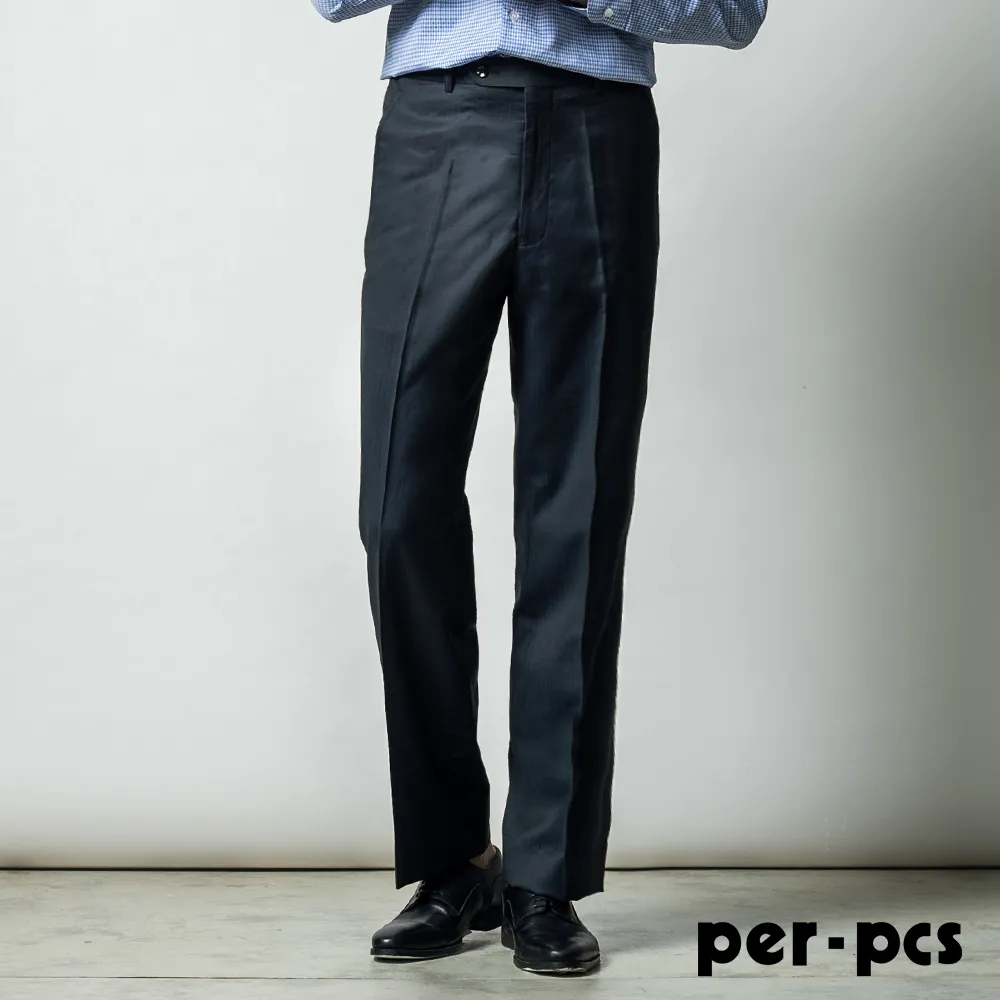 【per-pcs】優雅風格寬條平面西裝褲_深藍(714108) 歷史價格詳細信息