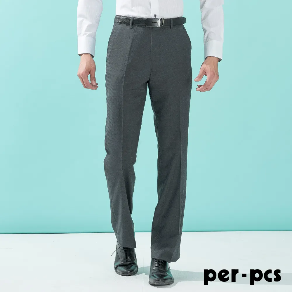【per-pcs】商務質男品味毛料合身平面西褲_黑色(717125) 歷史價格詳細信息