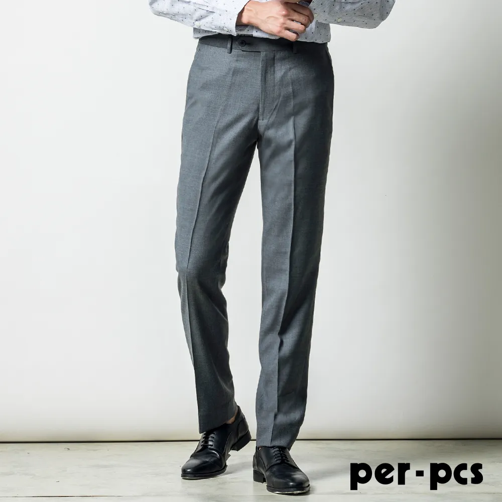 【per-pcs】商務品味舒適合身平面西褲_灰色(817109) 歷史價格詳細信息