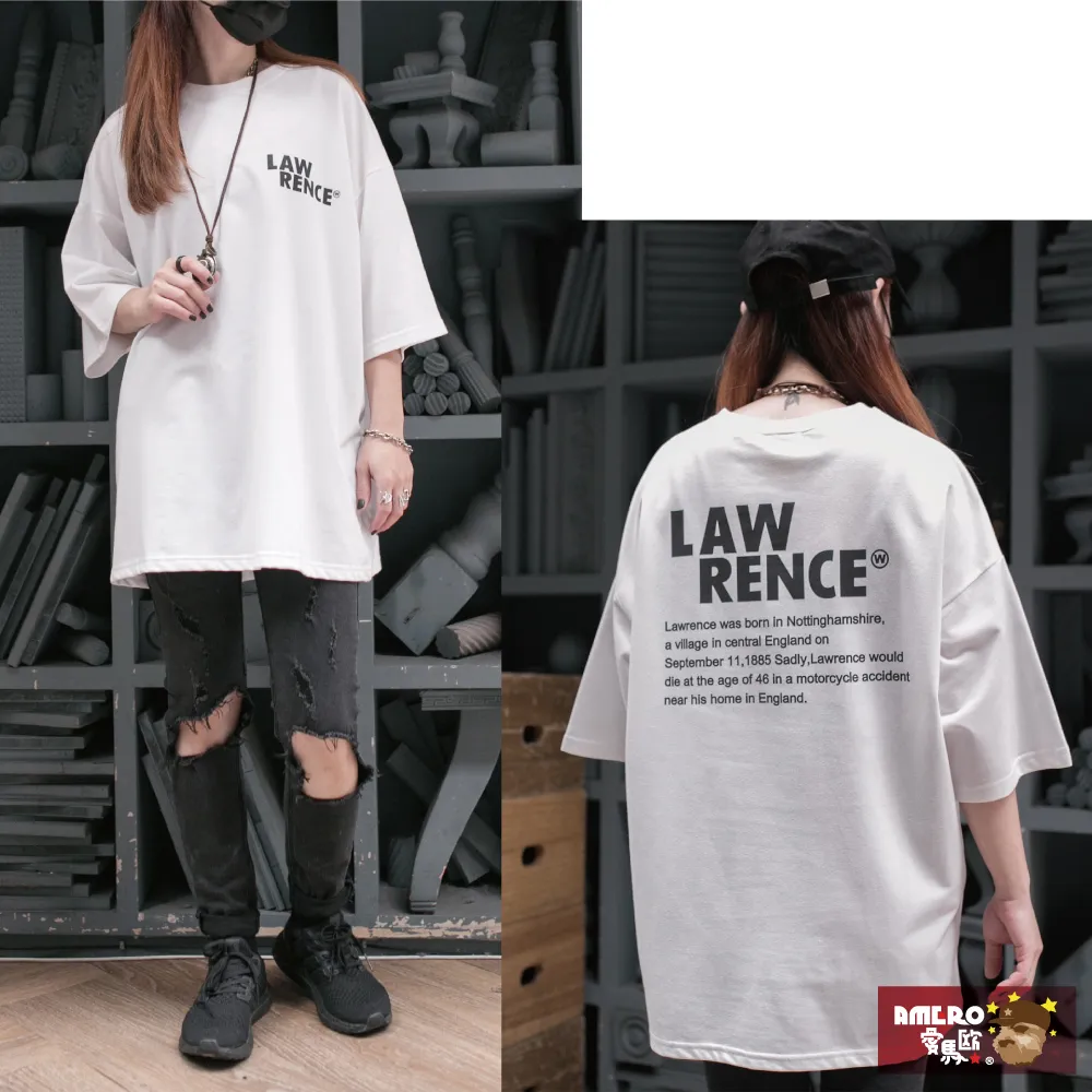 【AMERO】男女裝 圓領短袖T恤 潮流印花 落肩款 五分袖 情侶裝 歷史價格詳細信息