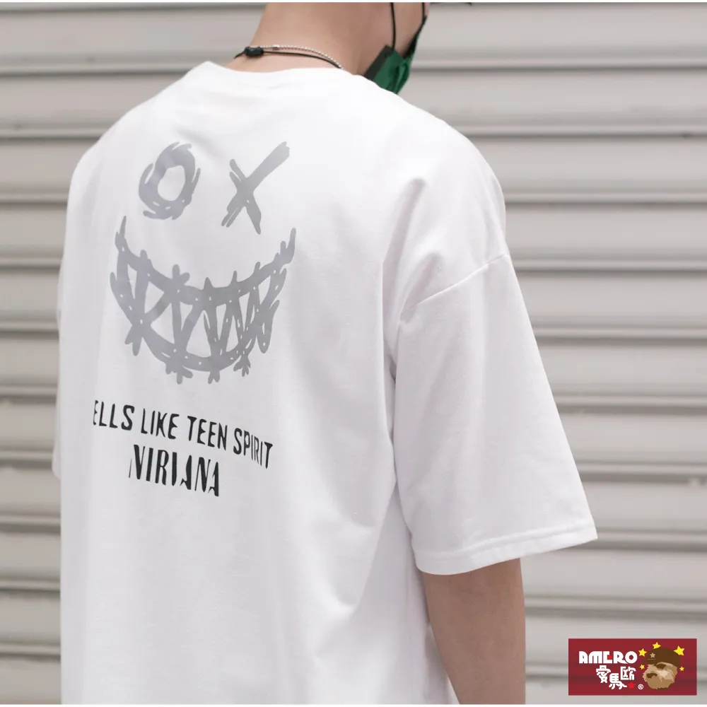 【AMERO】男女裝 圓領短袖T恤 反光印花 落肩款 五分袖 情侶裝 價格比較,價格查詢,歷史價格詳細信息