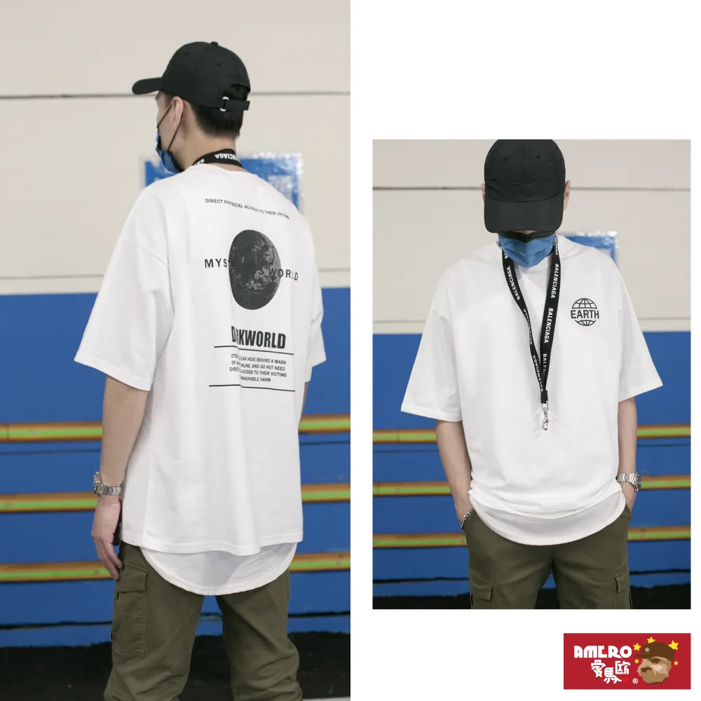 【AMERO】男女裝 圓領短袖T恤 地球印花 情侶裝 有大尺碼 歷史價格詳細信息