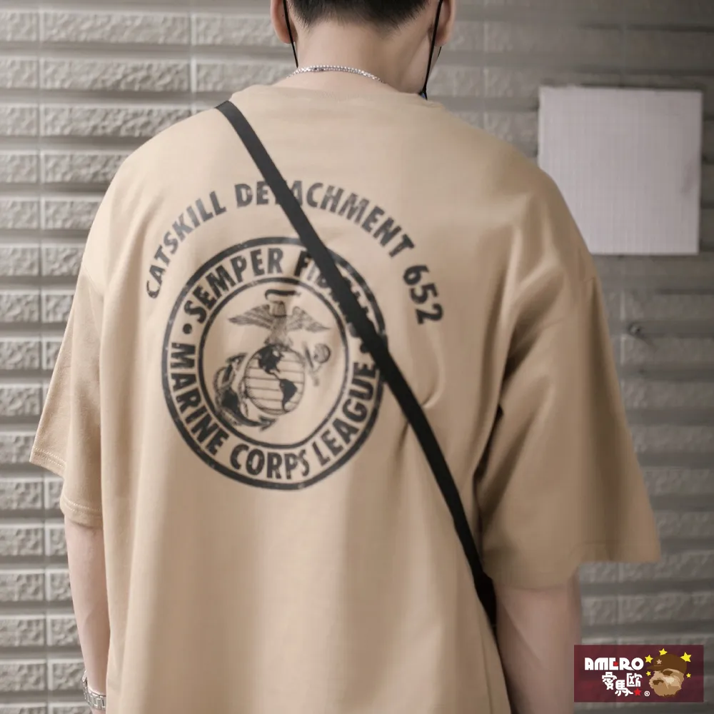 【AMERO】男女裝 圓領短袖T恤 logo印花 落肩款 五分袖 情侶裝 歷史價格詳細信息