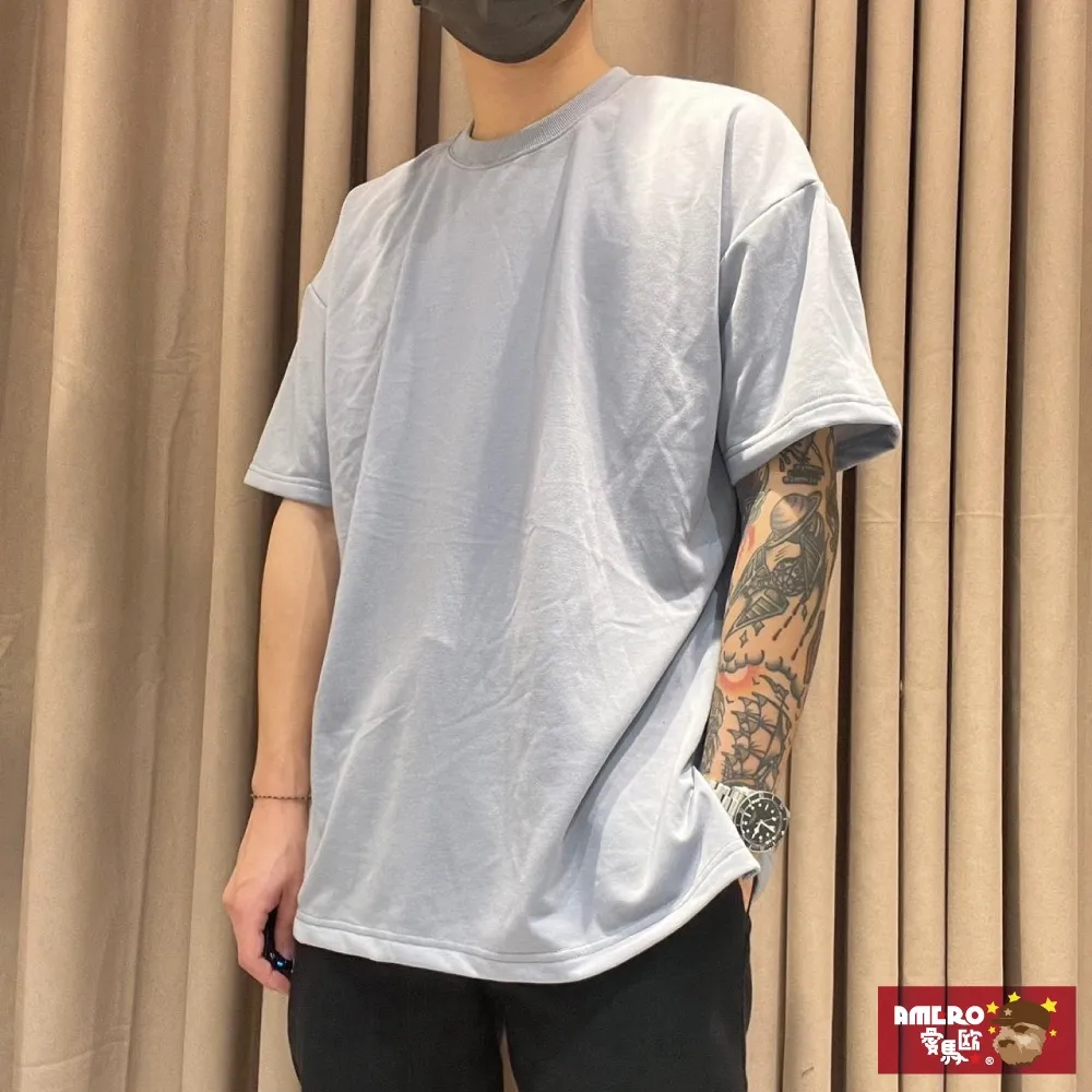 【AMERO】男女裝 圓領短袖T恤 素面 開衩 落肩款 五分袖 情侶裝 歷史價格詳細信息