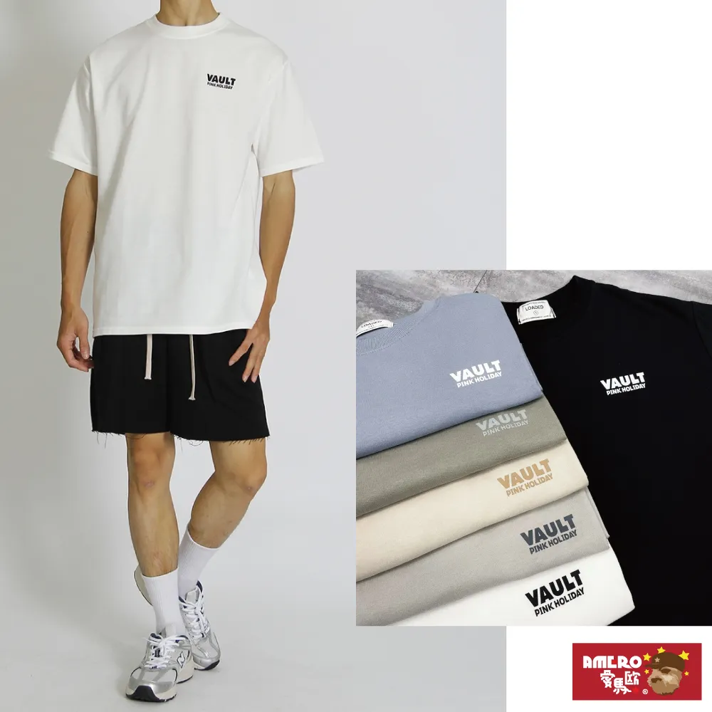 【AMERO】男女裝 圓領短袖T恤 logo印花 落肩款 五分袖 情侶裝 歷史價格詳細信息