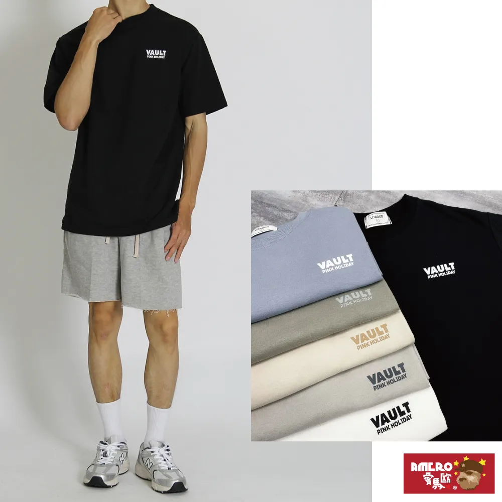 【AMERO】男女裝 圓領短袖T恤 logo印花 落肩款 五分袖 情侶裝 歷史價格詳細信息