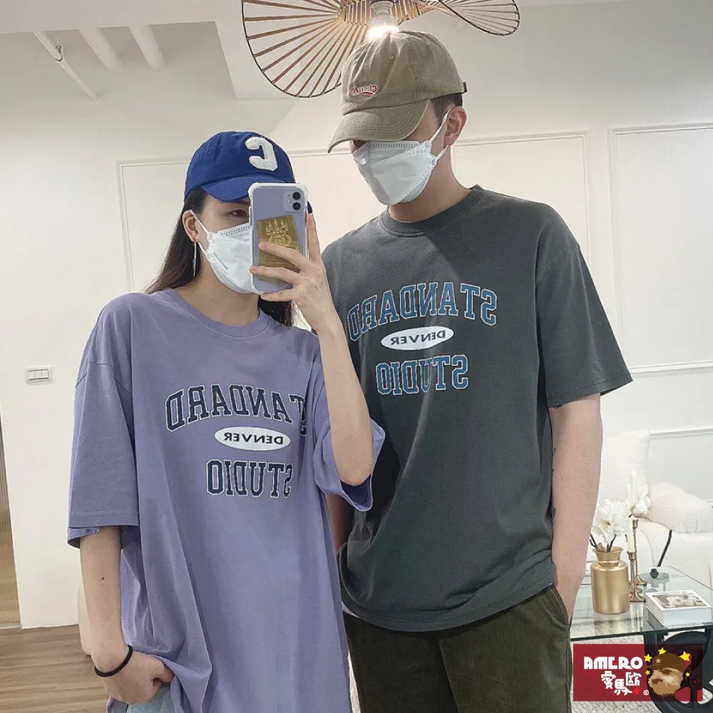【AMERO】男女裝 圓領短袖T恤 英文印花 氣紡健康布 寬鬆 落肩款 五分袖 情侶裝 歷史價格詳細信息