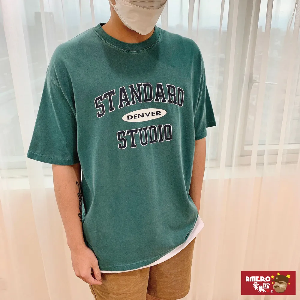 【AMERO】男女裝 圓領短袖T恤 英文印花 氣紡健康布 寬鬆 落肩款 五分袖 情侶裝 歷史價格詳細信息