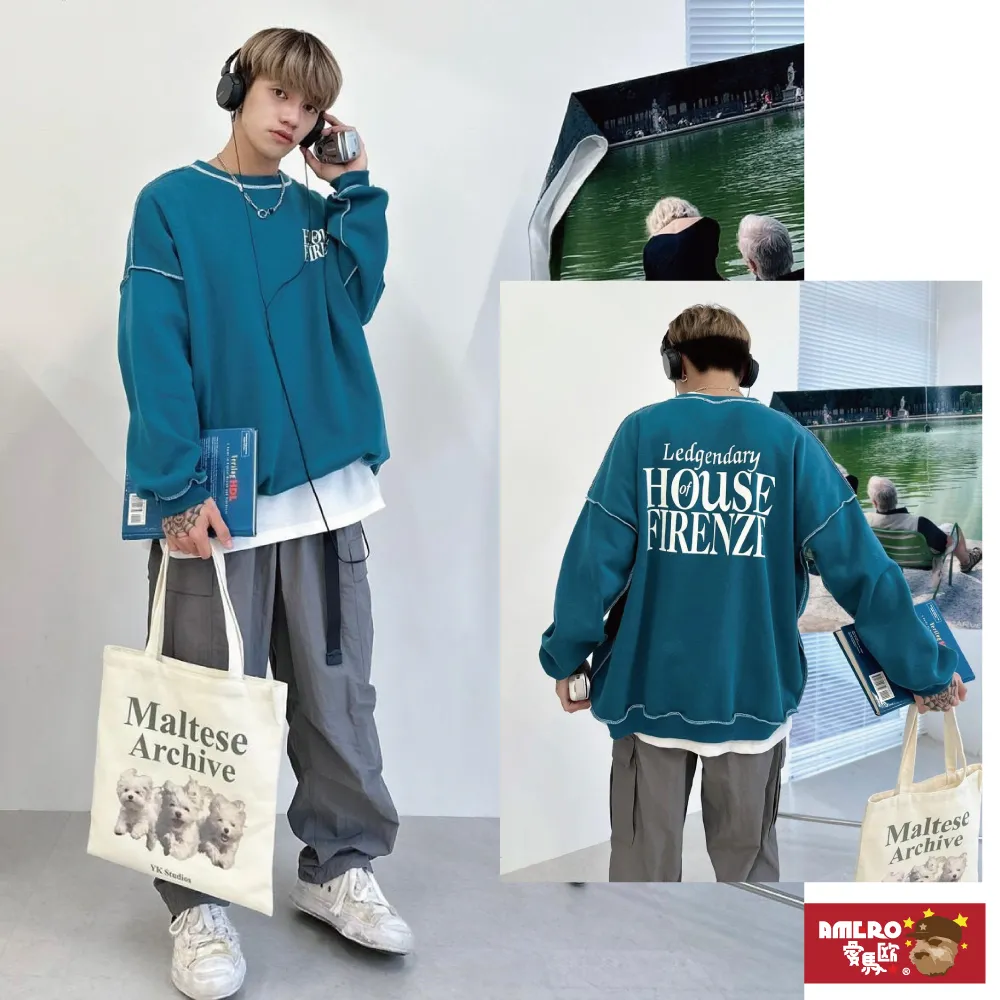 圓領長袖男裝圓領長袖衛衣2021秋新款潮牌純色男士衣服情侶裝上衣ins女bf-潮流好物 歷史價格詳細信息