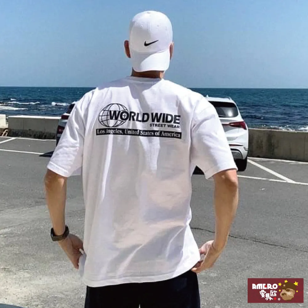 【AMERO】男女裝 圓領短袖T恤 世界印花 落肩款 五分袖 情侶裝 價格比較,價格查詢,歷史價格詳細信息