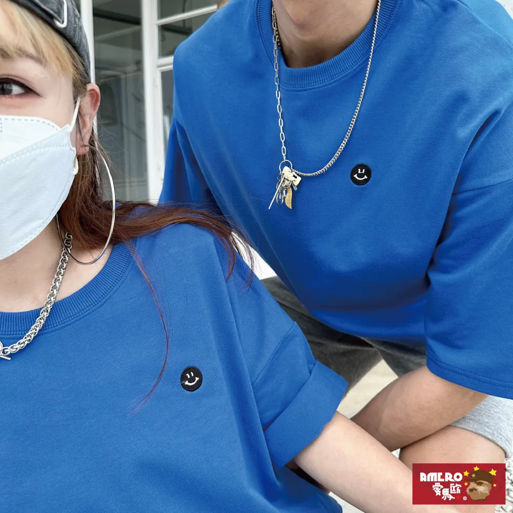 【AMERO】男女裝 圓領短袖T恤 電繡英文印花 寬鬆 落肩 情侶裝 歷史價格詳細信息