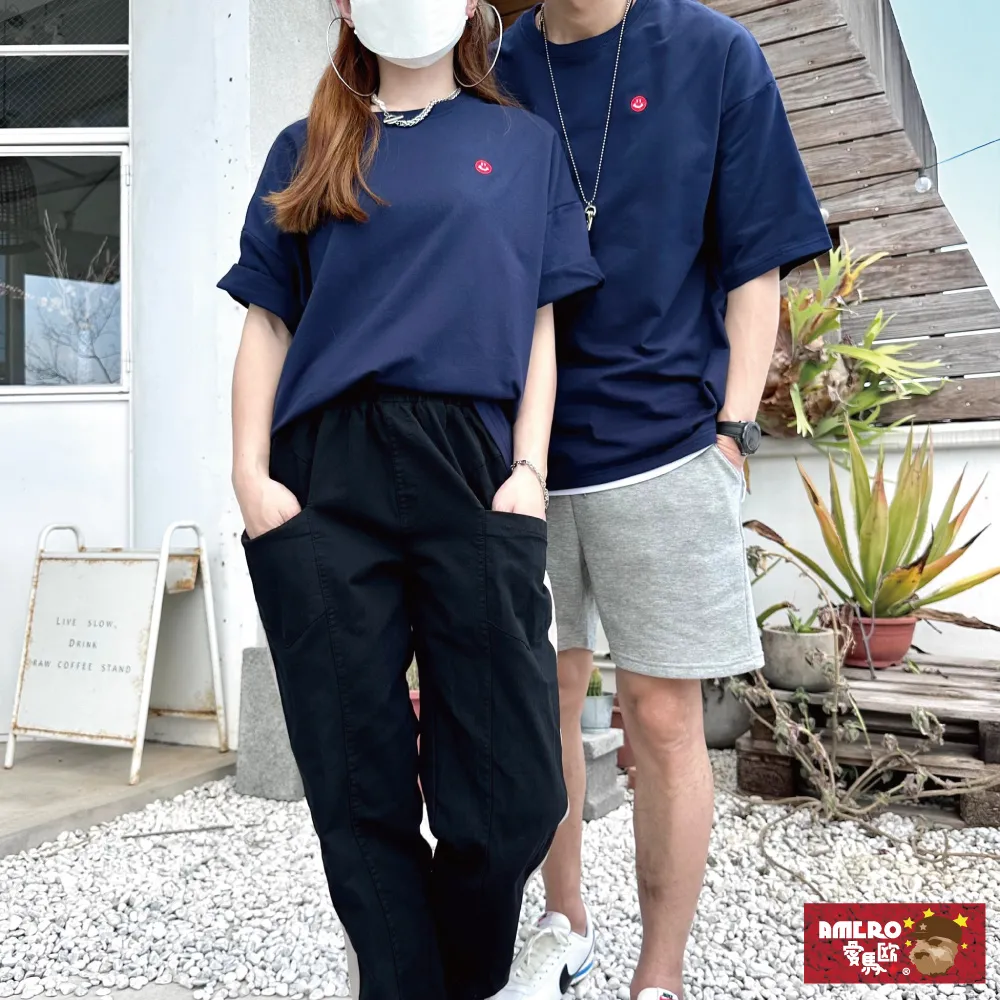 【AMERO】男女裝 圓領短袖T恤 電繡英文印花 寬鬆 落肩 情侶裝 歷史價格詳細信息