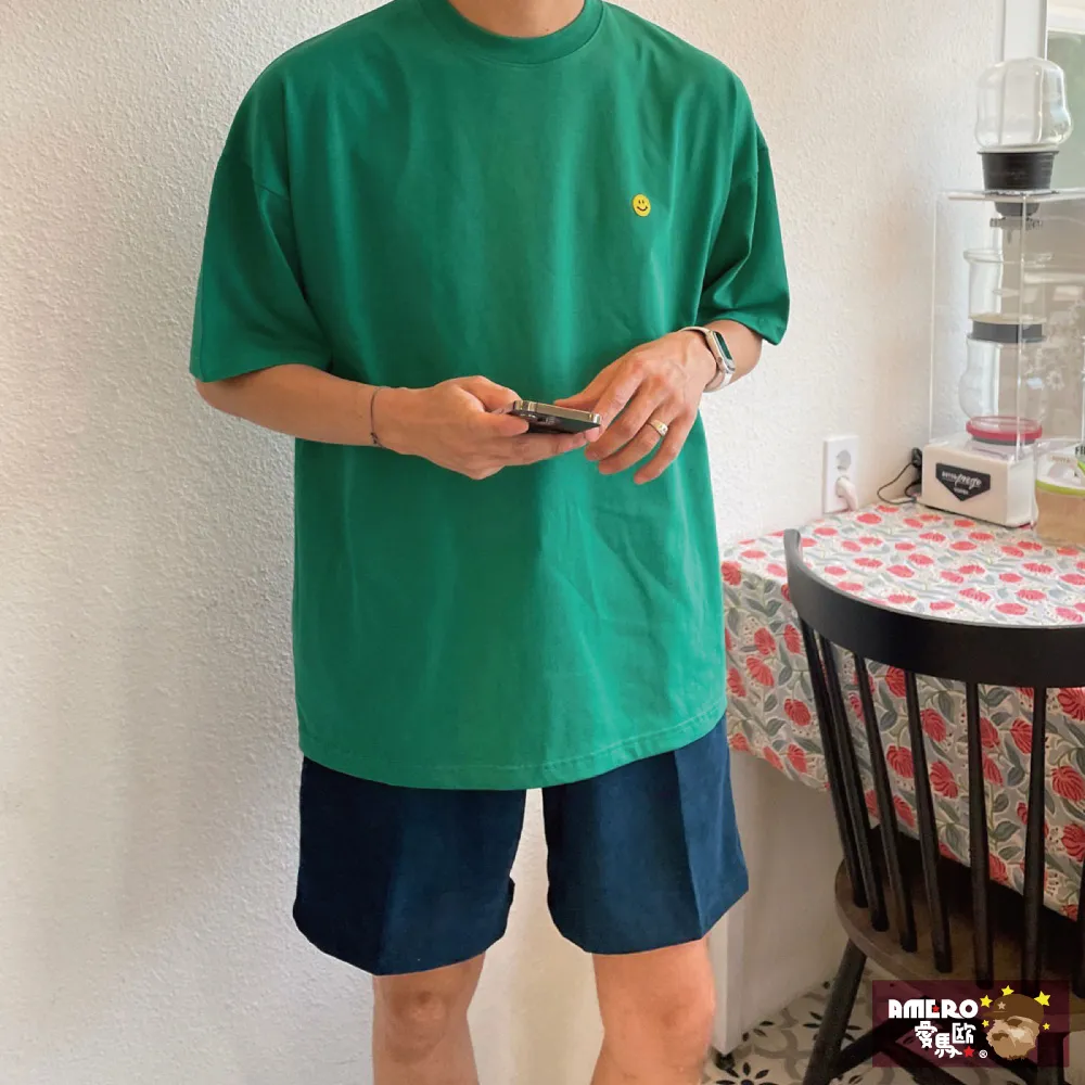 【AMERO】男女裝 圓領短袖T恤 電繡英文印花 寬鬆 落肩 情侶裝 歷史價格詳細信息