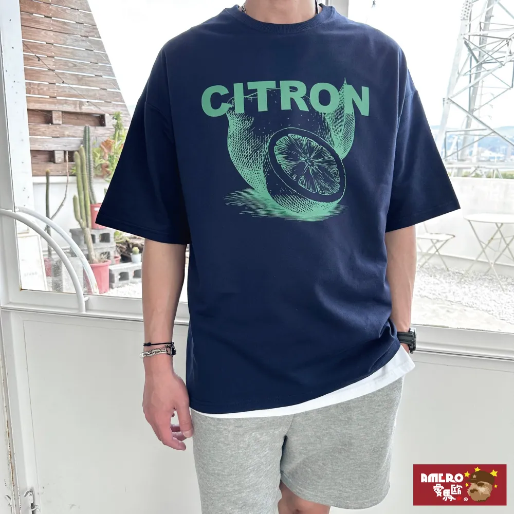 【AMERO】男女裝 水洗圓領短袖T恤 英文印花 寬鬆 落肩 情侶裝 歷史價格詳細信息