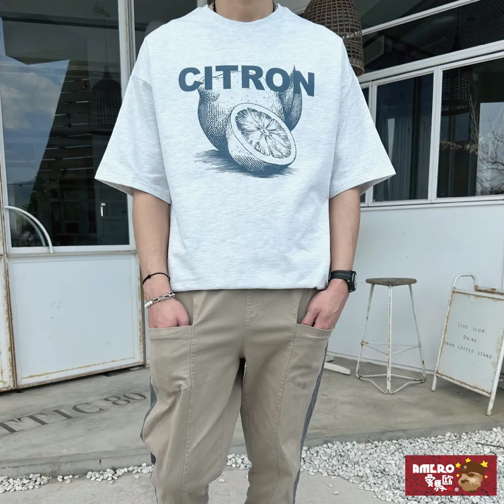 【AMERO】男女裝 水洗圓領短袖T恤 英文印花 寬鬆 落肩 情侶裝 歷史價格詳細信息