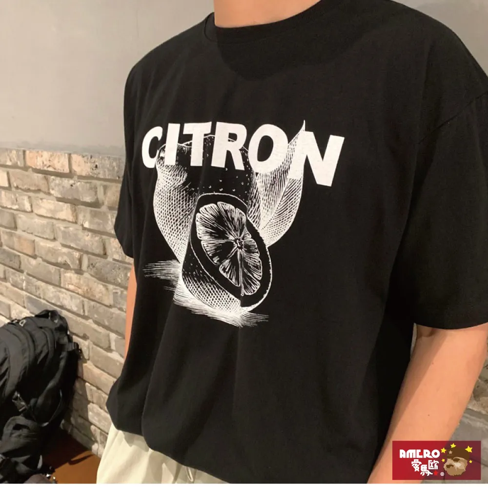 【AMERO】男女裝 水洗圓領短袖T恤 英文印花 寬鬆 落肩 情侶裝 歷史價格詳細信息