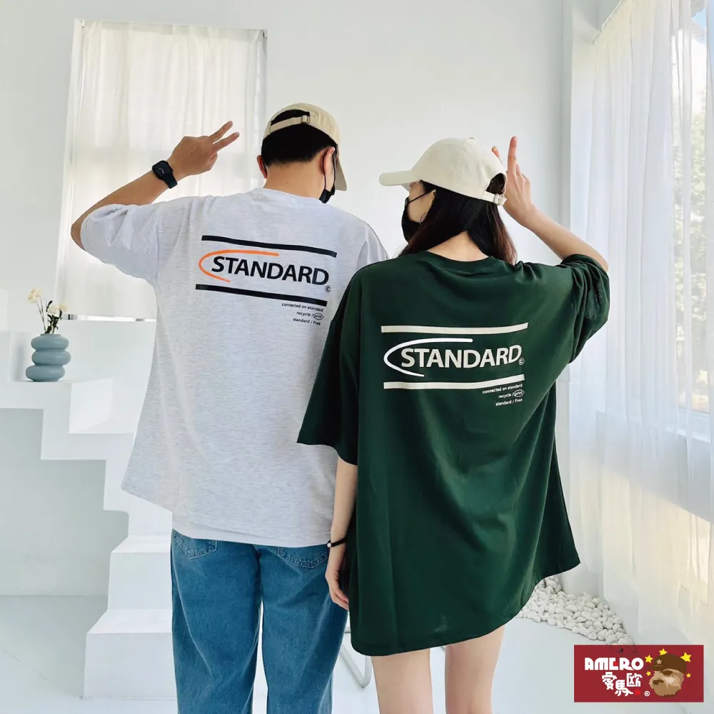 【AMERO】男女裝 圓領短袖T恤 英文印花 氣紡健康布 寬鬆 落肩款 五分袖 情侶裝 歷史價格詳細信息