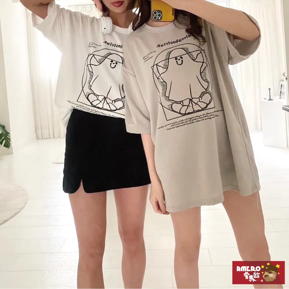 【AMERO】男女款 圓領短袖T恤 手繪Ｑ版印花 情侶裝 親子裝 大尺碼 歷史價格詳細信息