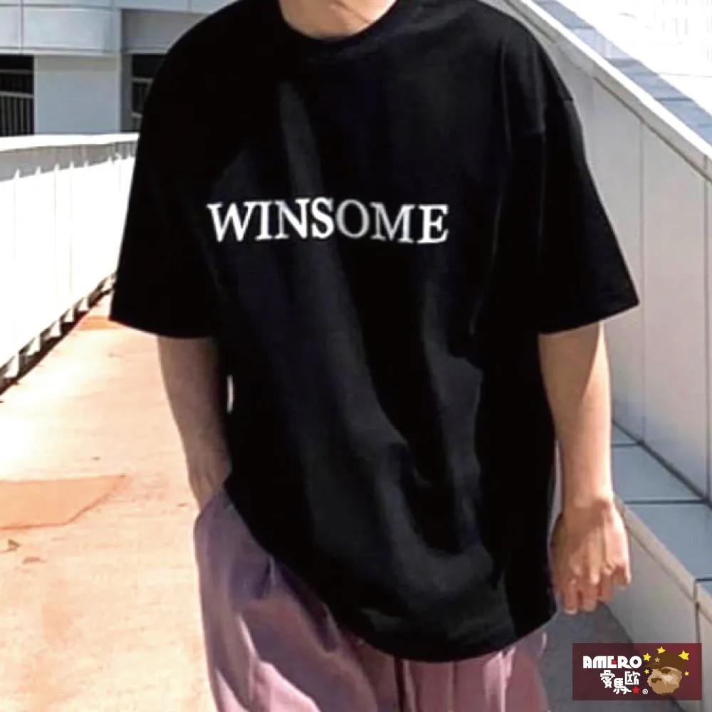 【AMERO】男女裝 圓領短袖T恤 英文標語印花 寬鬆 落肩 情侶裝 歷史價格詳細信息