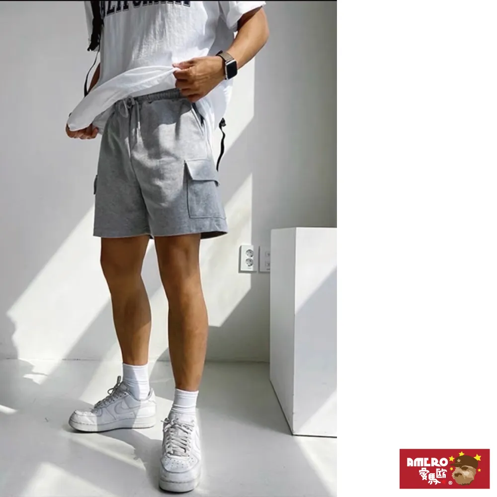 【AMERO】男女裝 工裝休閒短褲 彈力 硬挺 立體抽繩口袋造型 情侶款 歷史價格詳細信息
