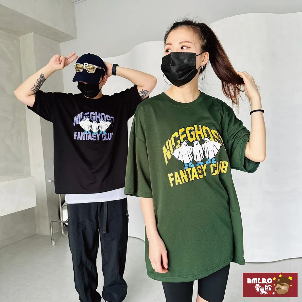 【AMERO】男裝 女裝 圓領 短袖 T恤 美式風格印花 五分袖 寬鬆 落肩 情侶裝 歷史價格詳細信息