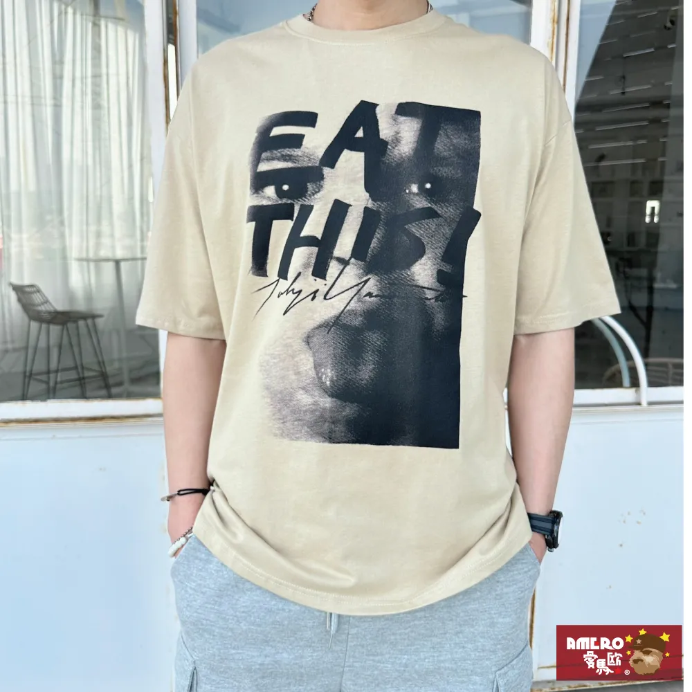 【AMERO】男裝 女裝 圓領 T恤 電繡隨身聽人物印花 寬鬆 落肩 情侶裝 歷史價格詳細信息