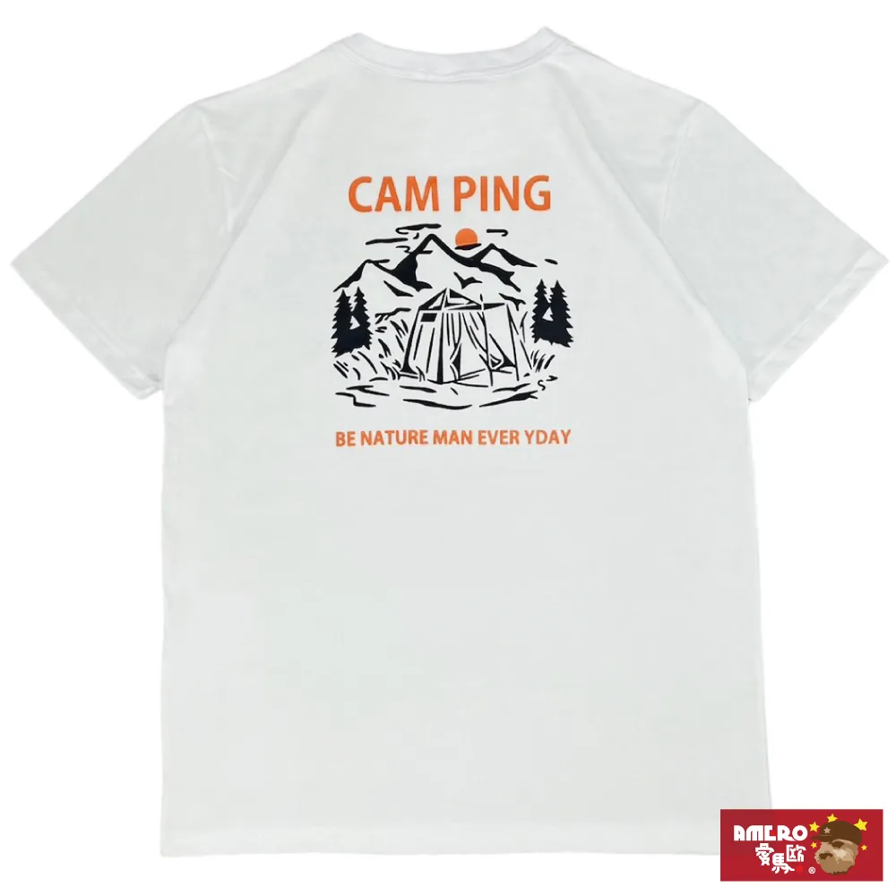 【AMERO】男裝 女裝 圓領 T恤 露營風格印花 寬鬆 落肩 情侶裝 歷史價格詳細信息