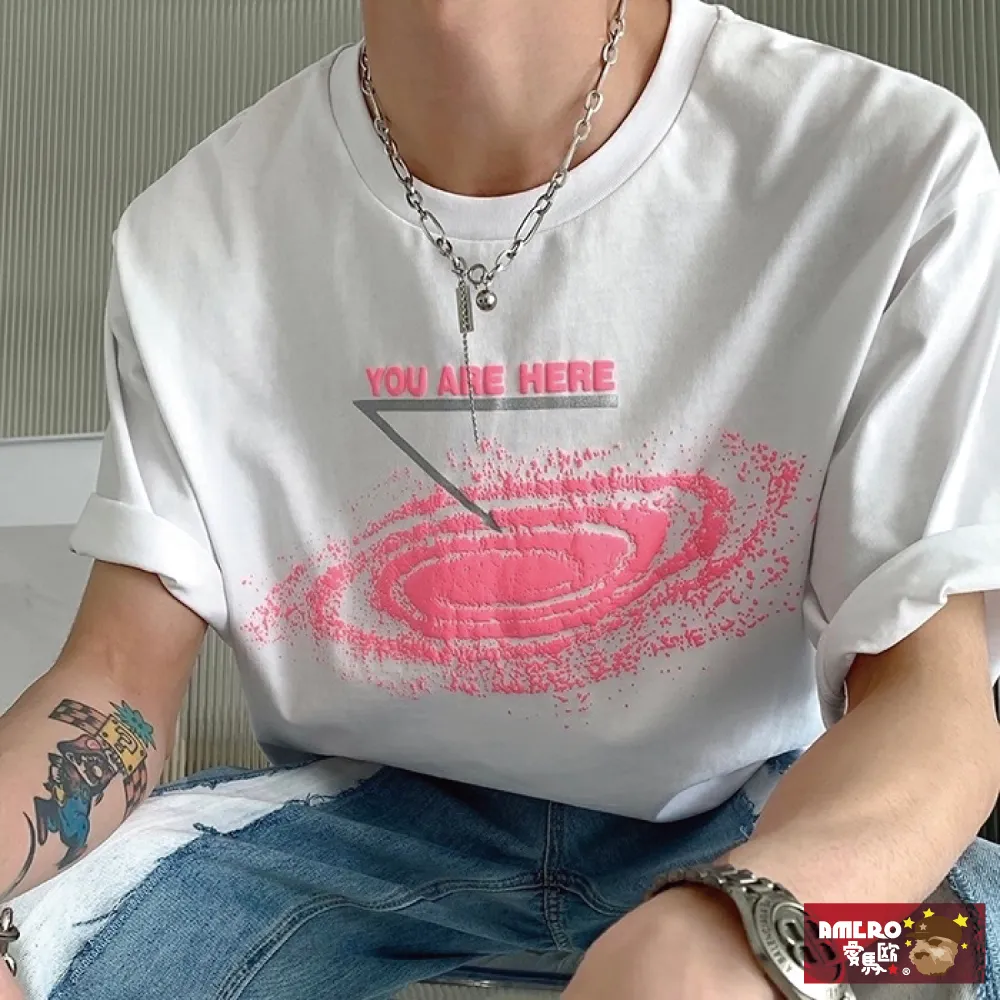 【AMERO】男女裝 圓領短袖T恤 發泡英文字印花 寬鬆 落肩 情侶裝 歷史價格詳細信息
