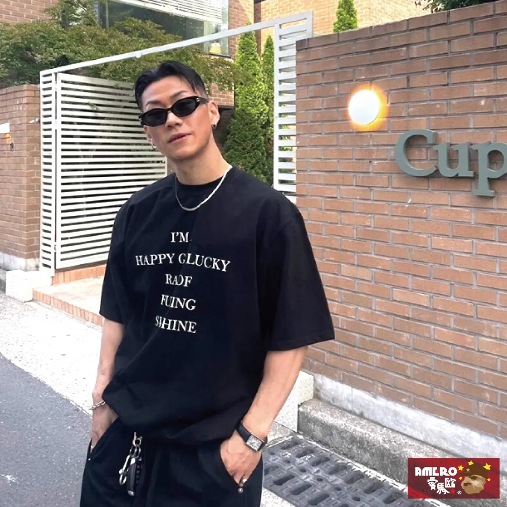 【AMERO】男女裝 圓領短袖T恤 簡約笑臉印花 寬鬆 落肩 情侶裝 歷史價格詳細信息