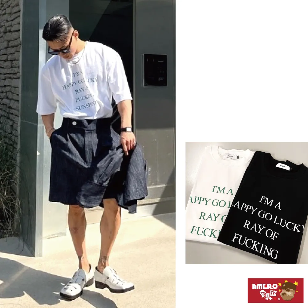 【AMERO】男女裝 圓領短袖T恤 簡約笑臉印花 寬鬆 落肩 情侶裝 歷史價格詳細信息