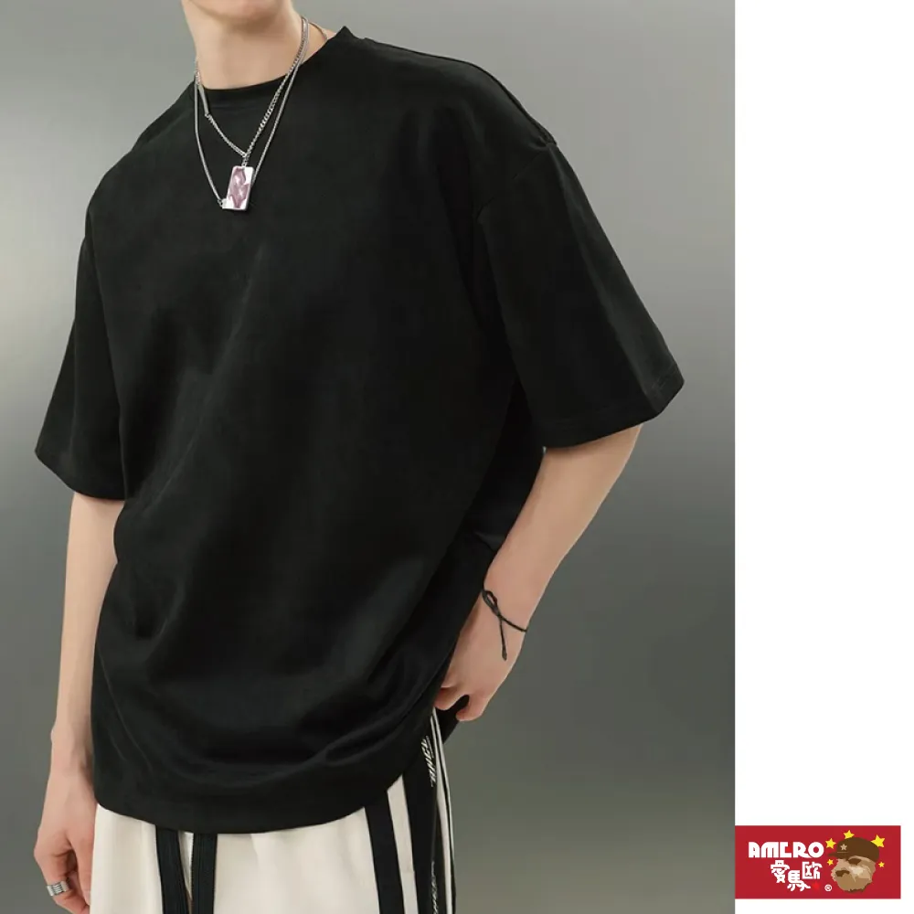 【AMERO】男女裝 水洗圓領短袖T恤 英文印花 寬鬆 落肩 情侶裝 歷史價格詳細信息