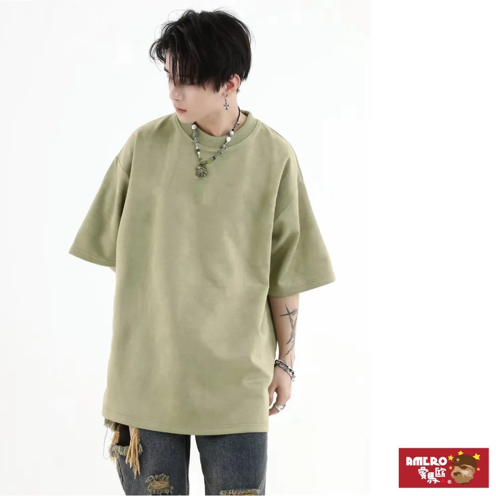 【AMERO】男女裝 水洗圓領短袖T恤 英文印花 寬鬆 落肩 情侶裝 歷史價格詳細信息