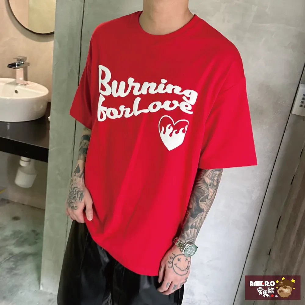 【AMERO】男女裝 圓領短袖T恤 發泡英文字印花 寬鬆 落肩 情侶裝 歷史價格詳細信息