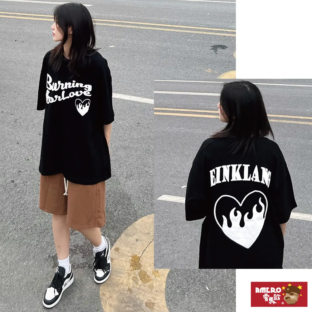 【AMERO】男女裝 圓領短袖T恤 發泡英文字印花 寬鬆 落肩 情侶裝 歷史價格詳細信息