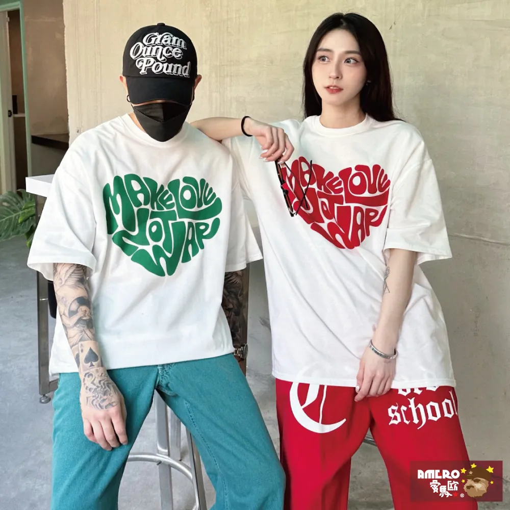 【AMERO】男裝 女裝 圓領 T恤 塗鴉風格 特殊印花 寬鬆 落肩 情侶裝 歷史價格詳細信息