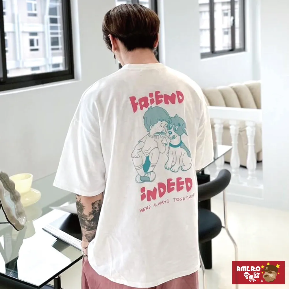【AMERO】男女裝 圓領短袖T恤 英文字母印花 落肩 寬鬆 情侶裝共五色 歷史價格詳細信息