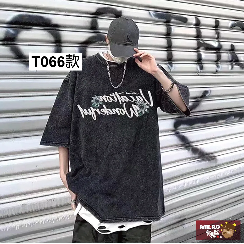 【AMERO】男裝 女裝 圓領 水洗 華夫格 短袖 寬鬆 落肩 情侶裝 歷史價格詳細信息