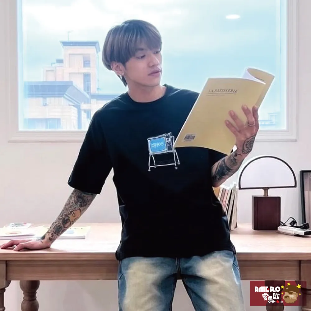 圓領短袖t恤男插拼接復古綠摩咖色青春流行亞麻條紋寬鬆型 歷史價格詳細信息