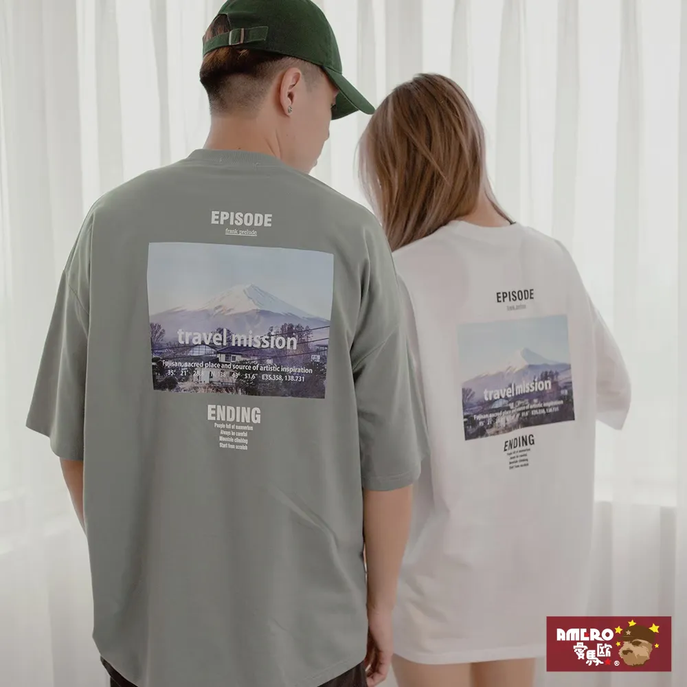 【AMERO】男裝 女裝 圓領 T恤 短袖 日式風格摩托車印花 寬鬆 落肩 情侶裝 歷史價格詳細信息