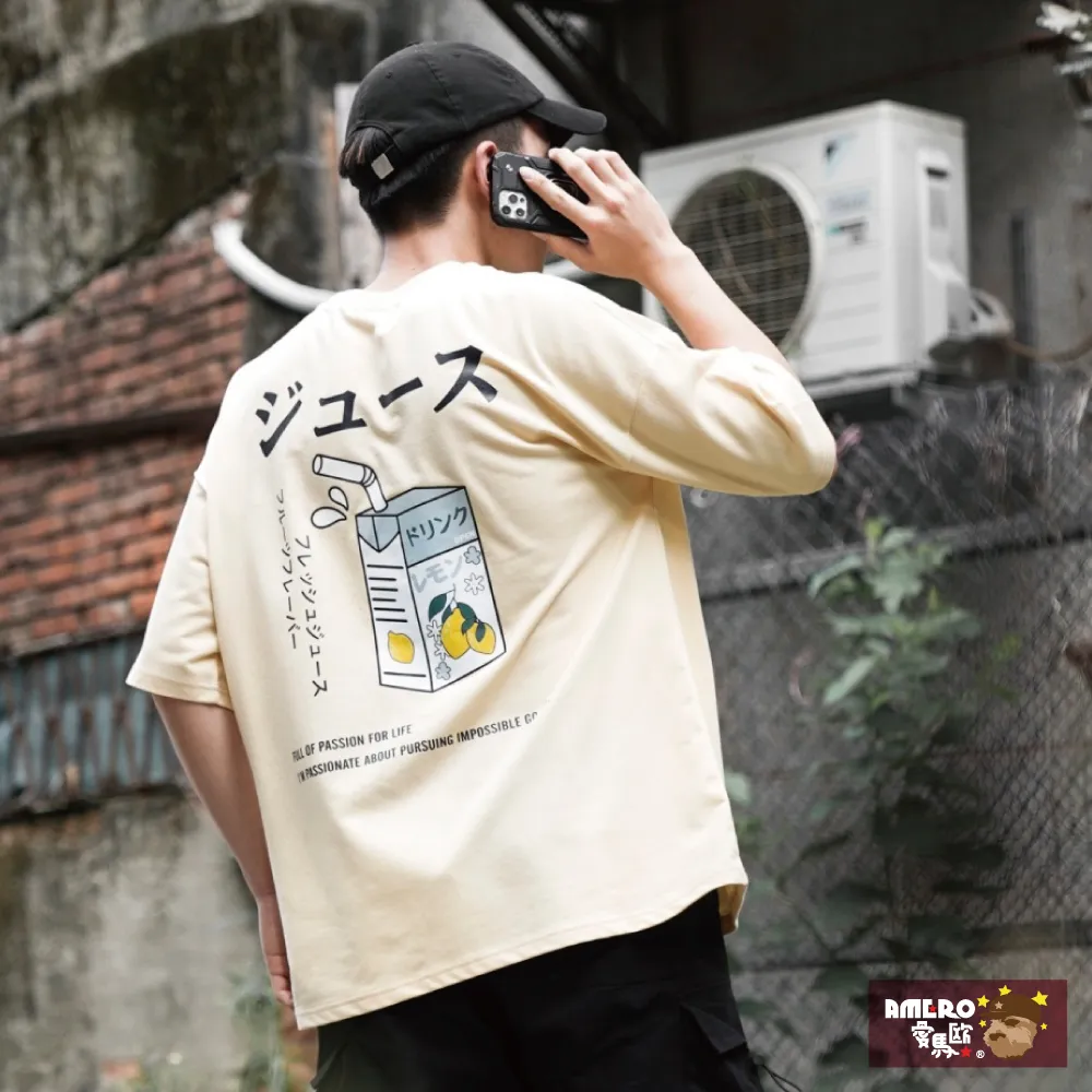 【AMERO】男裝 女裝 圓領 T恤 短袖 日式風格摩托車印花 寬鬆 落肩 情侶裝 歷史價格詳細信息