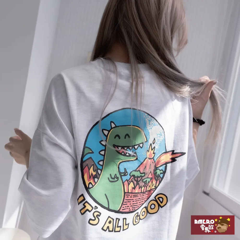 【AMERO】男裝 女裝 圓領 T恤 短袖 日式風格摩托車印花 寬鬆 落肩 情侶裝 歷史價格詳細信息